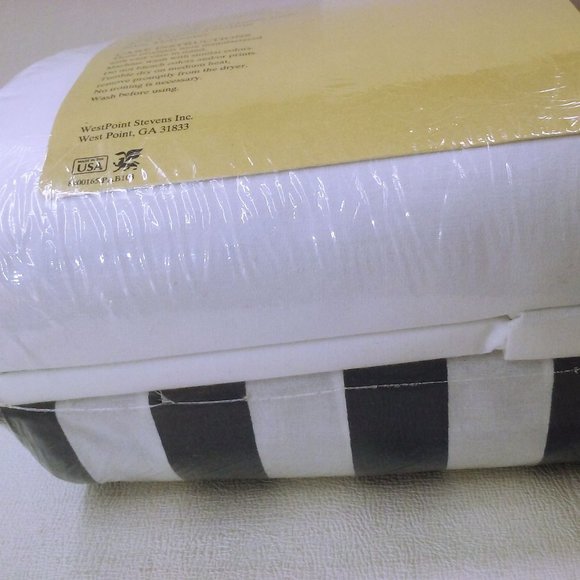 Vintage 80s Deadstock Westpoint Stevens 4-pc KING Sheet Set Bold Navy Stripe - Picture 7 of 9